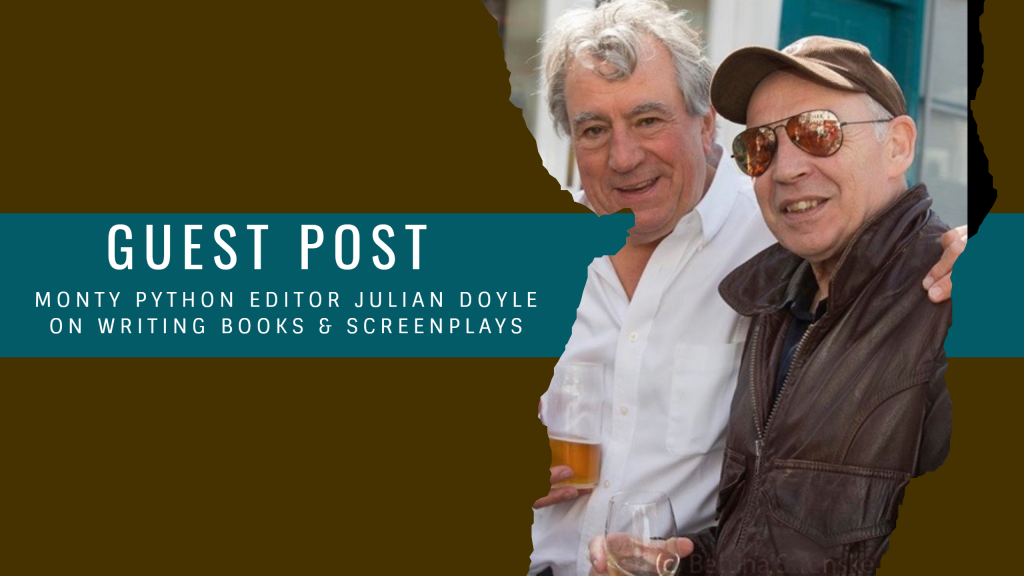 The artwork of a publishing blog for the book marketing company Palamedes PR showing the filmmaker Julian Doyle with the Monty Python star, Terry Jones.